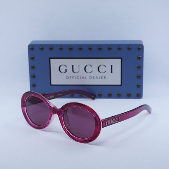 Gucci GG1722SA 004 Round Sunglasses - Shiny Transparent Dark Cyclamen - Picture 1 of 11